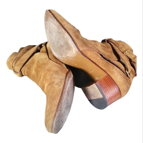 Saint Laurent Sotto Leather Suede Almond Toes 2" Heels Ankle Bootie Sz 35 1/2 - Picture 5 of 13